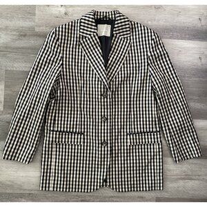 Everlane The ’80s Blazer Khaki Black Check Print Oversized Office Women's Size 6
